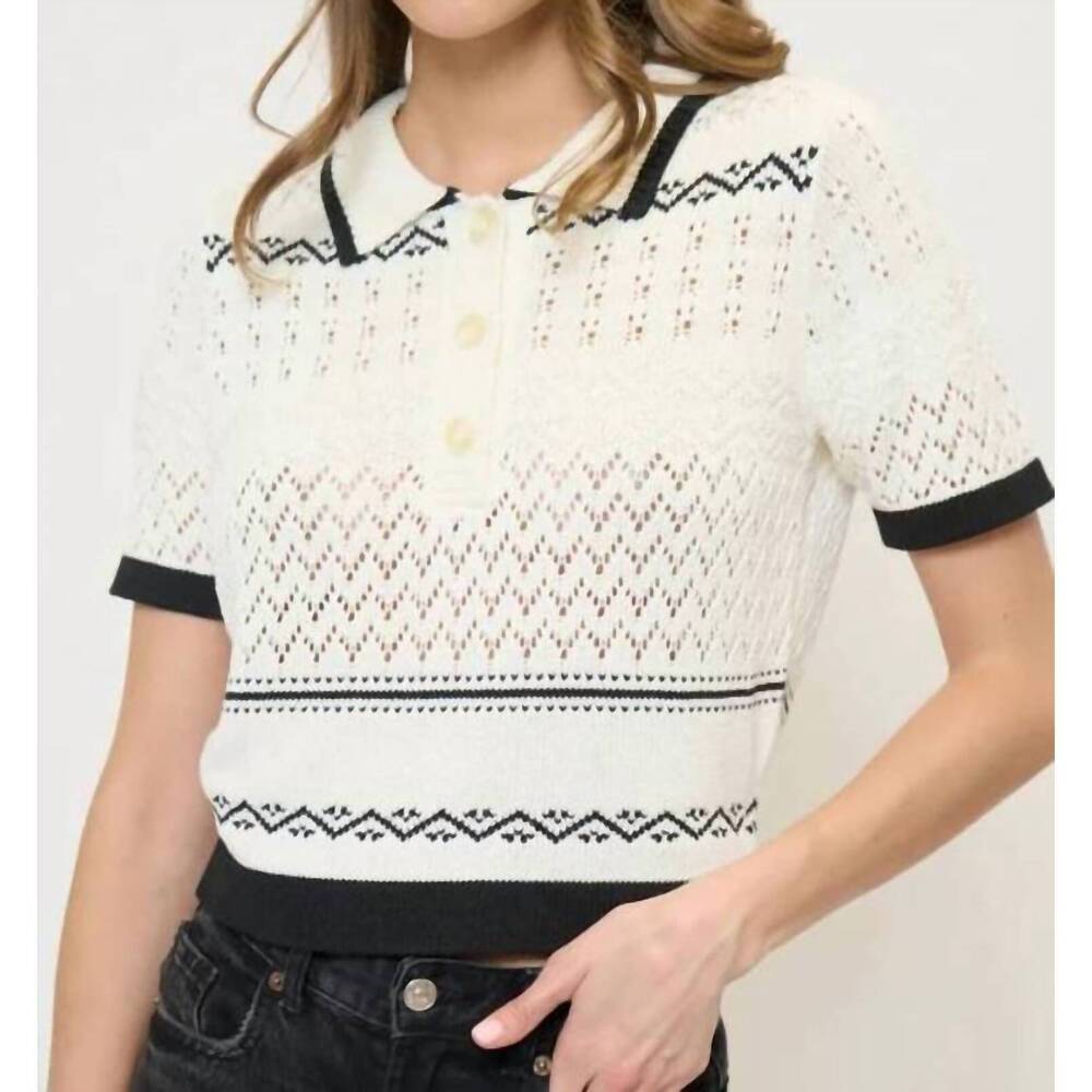 NEW CENTRAL PARK WEST north nautical polo top in ivory